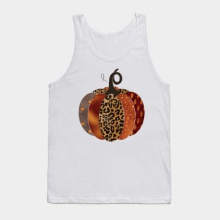 Trendy Leopard Print Autumn Halloween Pumpkin Tank Top